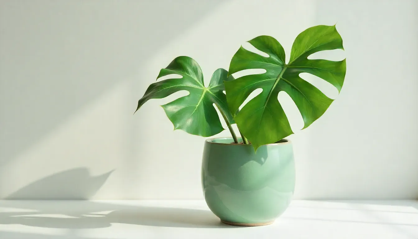 Planta Monstera de interior en maceta artesanal